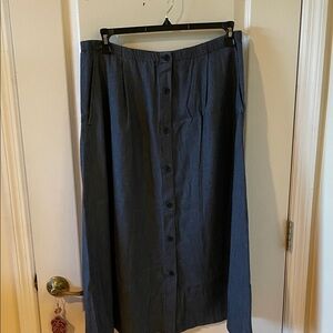 Eileen Fisher Navy A-Line Denim Button Skirt